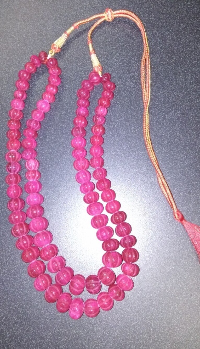 Two- Strand Red-Pink Ruby Necklace